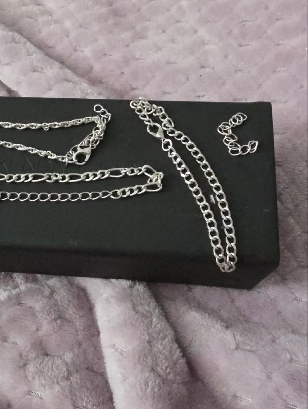 Sterling Silver Tone Link Chain Necklace/ Braclete  Jewelry  Set Of 3 - Picture 5 of 7